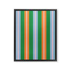 Colorful Stripes Bold Vertical Pattern in Green, Baby Blue, Orange, and Pink Framed Canvas Print Gallery Image 8