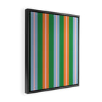 Colorful Stripes Bold Vertical Pattern in Green, Baby Blue, Orange, and Pink Framed Canvas Print Gallery Image 2