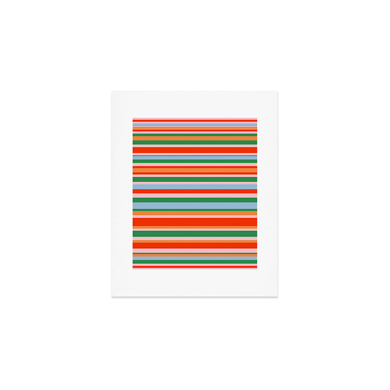 Colorful Stripes in Orange, Green, Pale Pink, and Baby Blue Art Print Gallery Image 1