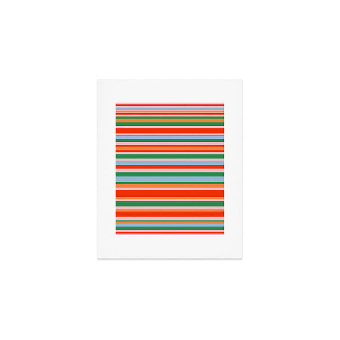 Colorful Stripes in Orange, Green, Pale Pink, and Baby Blue Art Print Gallery Image 1