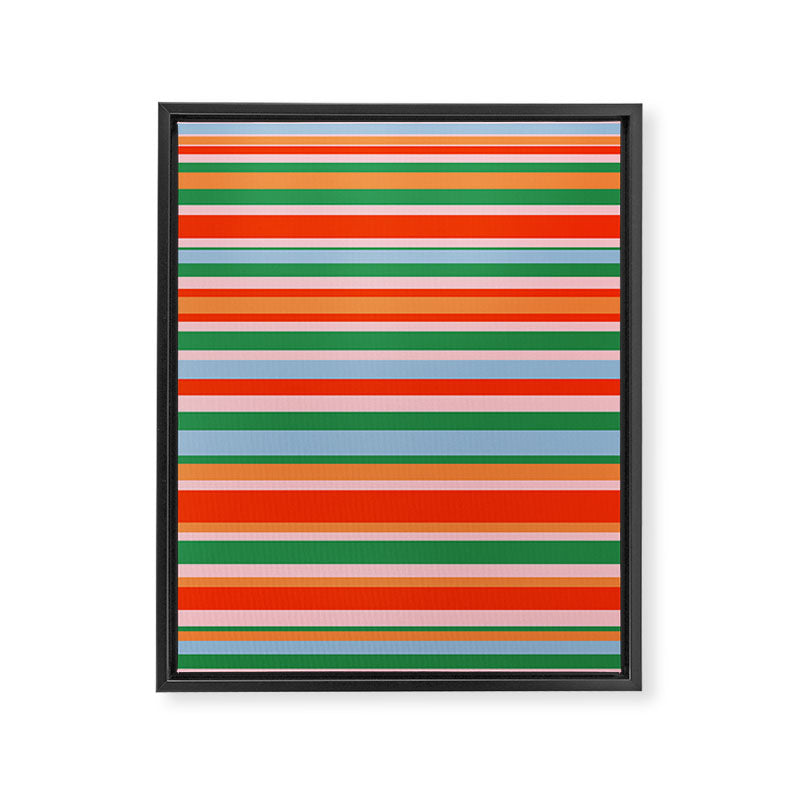 Colorful Stripes in Orange, Green, Pale Pink, and Baby Blue Framed Canvas Print Gallery Image 8