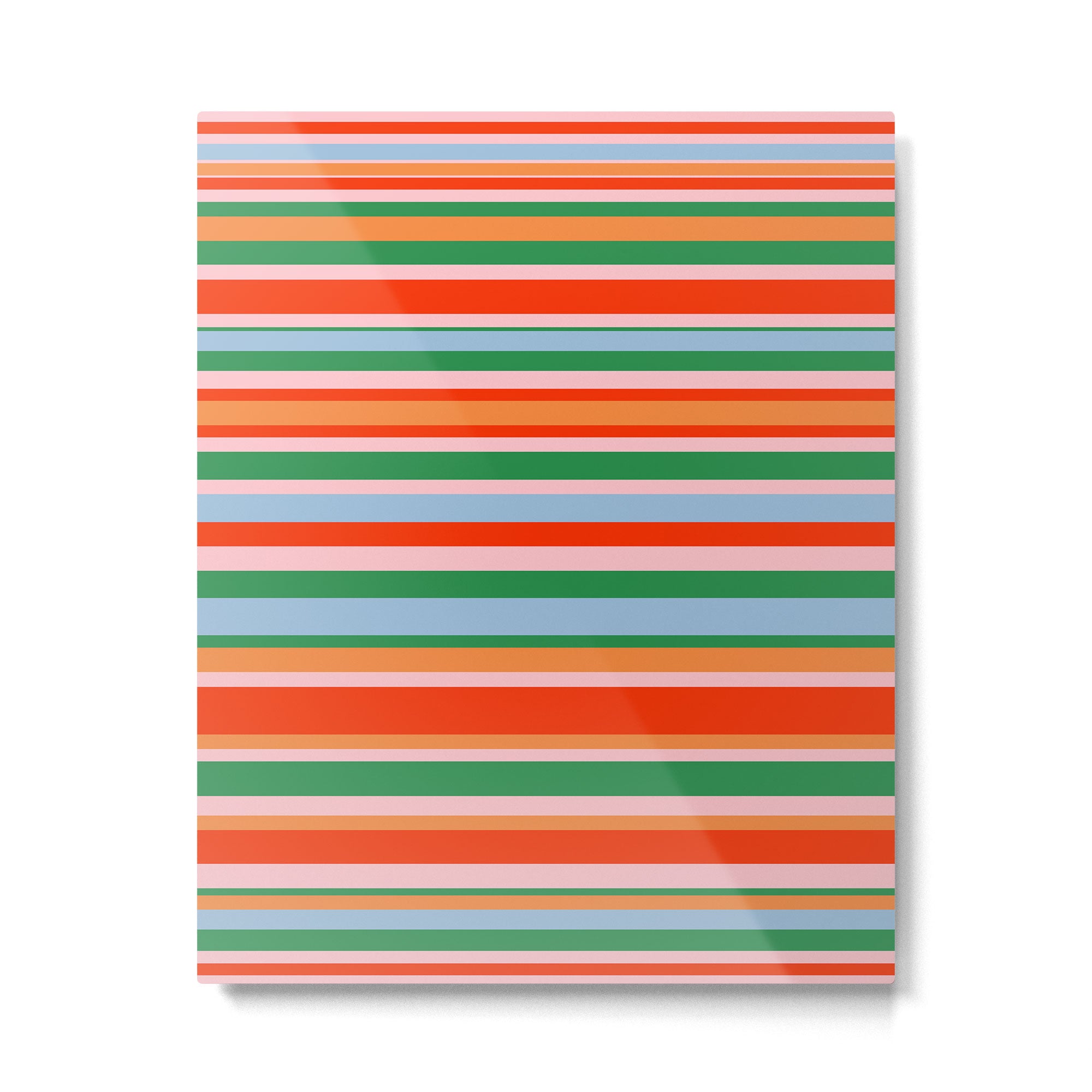 Colorful Stripes in Orange, Green, Pale Pink, and Baby Blue Metal Print Gallery Image 6