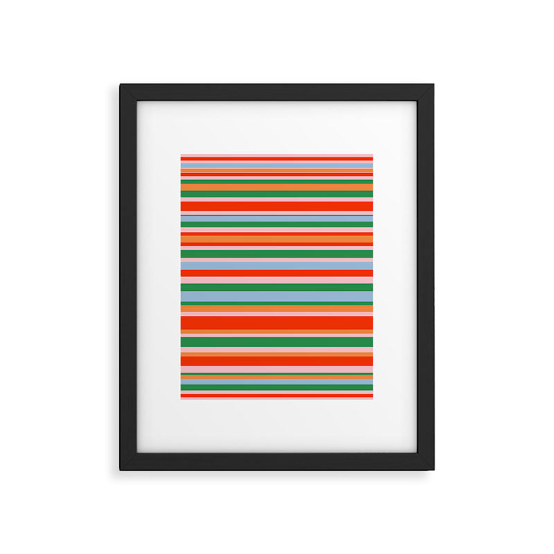 Colorful Stripes in Orange, Green, Pale Pink, and Baby Blue Framed Art Print Gallery Image 6