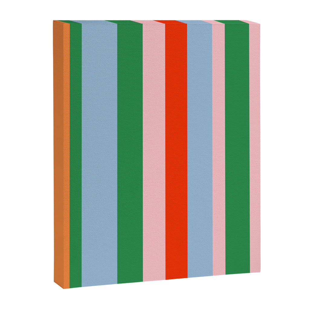 Colorful Stripes Orange, Green, Pale Pink, and Light Blue Bold Vertical Pattern Canvas Print Gallery Image 8