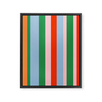 Colorful Stripes Orange, Green, Pale Pink, and Light Blue Bold Vertical Pattern Framed Canvas Print Gallery Image 8