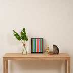 Colorful Stripes Orange, Green, Pale Pink, and Light Blue Bold Vertical Pattern Framed Canvas Print Gallery Image 4