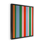 Colorful Stripes Orange, Green, Pale Pink, and Light Blue Bold Vertical Pattern Framed Canvas Print Gallery Image 2