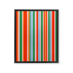 Colorful Vertical Stripe Pattern in Orange, Green, Pale Pink, and Baby Blue Framed Canvas Print Gallery Image 8