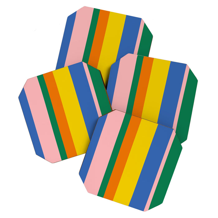 Colorful Vertical Stripes Contemporary Pattern Coaster Gallery Image 1