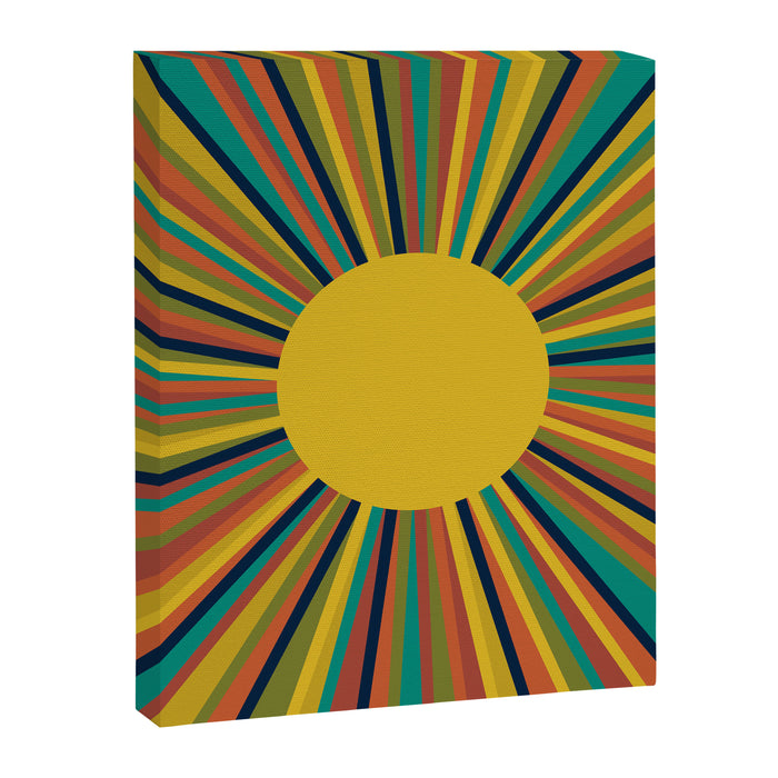 Colourful Multicolor Retro Sunburst Sun in Mid Mod Colors 3 Canvas Print Gallery Image 1