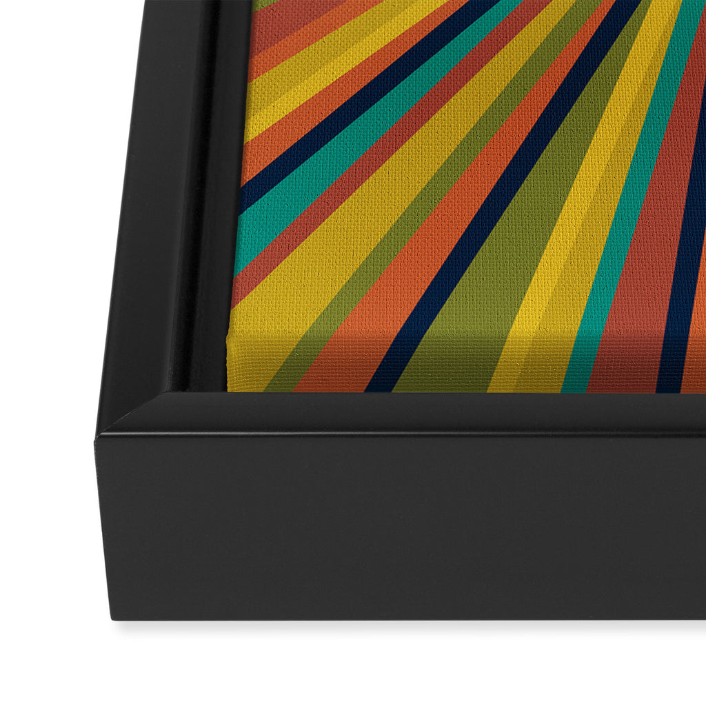 Colourful Multicolor Retro Sunburst Sun in Mid Mod Colors 3 Framed Canvas Print Gallery Image 3