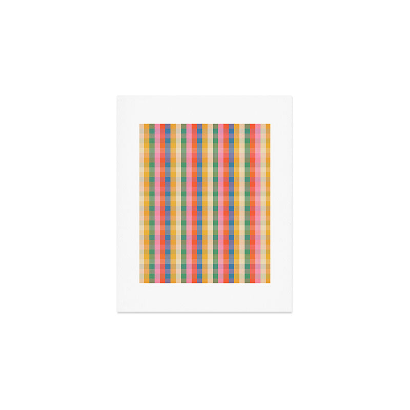 Colourful Rainbow Stripe Plaid Pattern Art Print Gallery Image 1