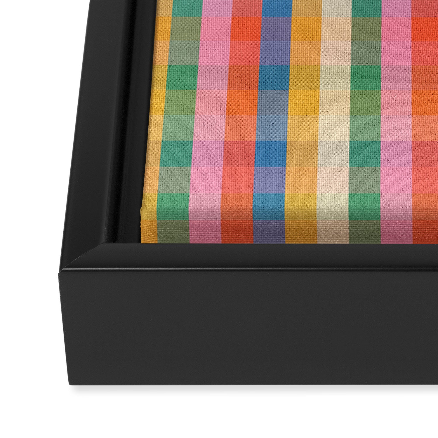 Colourful Rainbow Stripe Plaid Pattern Framed Canvas Print Gallery Image 3