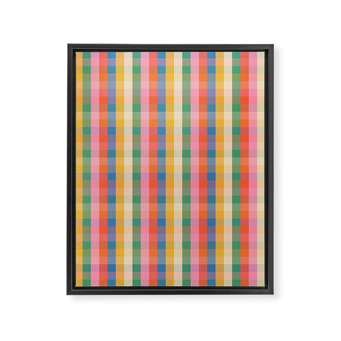 Colourful Rainbow Stripe Plaid Pattern Framed Canvas Print Gallery Image 1