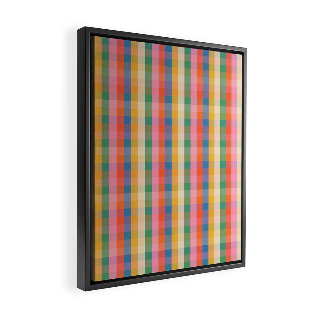 Colourful Rainbow Stripe Plaid Pattern Framed Canvas Print Gallery Image 2