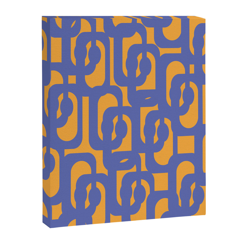 Contemporary Abstract Loop Pattern in Blue and Orange Canvas Print Gallery Image 8