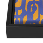 Contemporary Abstract Loop Pattern in Blue and Orange Framed Canvas Print Gallery Image 3