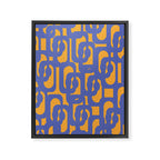 Contemporary Abstract Loop Pattern in Blue and Orange Framed Canvas Print Gallery Image 8