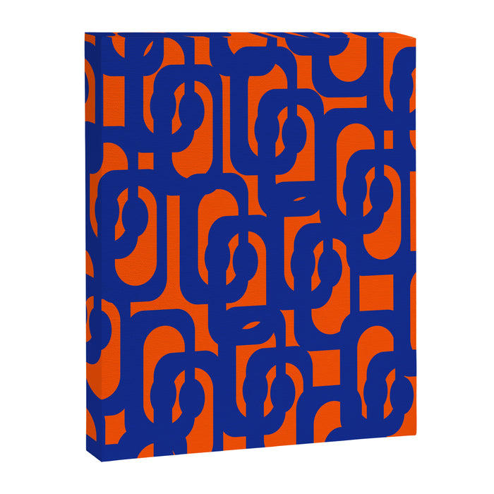 Contemporary Abstract Loop Pattern in Bright Blue and Orange Canvas Print Gallery Image 1