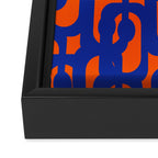 Contemporary Abstract Loop Pattern in Bright Blue and Orange Framed Canvas Print Gallery Image 3