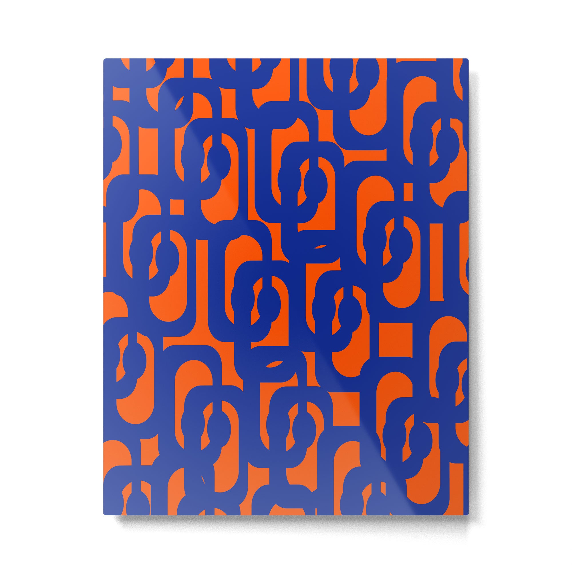 Contemporary Abstract Loop Pattern in Bright Blue and Orange Metal Print Gallery Image 6