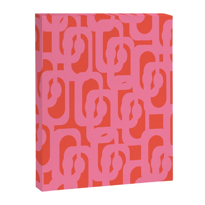 Contemporary Abstract Loop Pattern in Pink and Orange Red Canvas Print Gallery Image 1