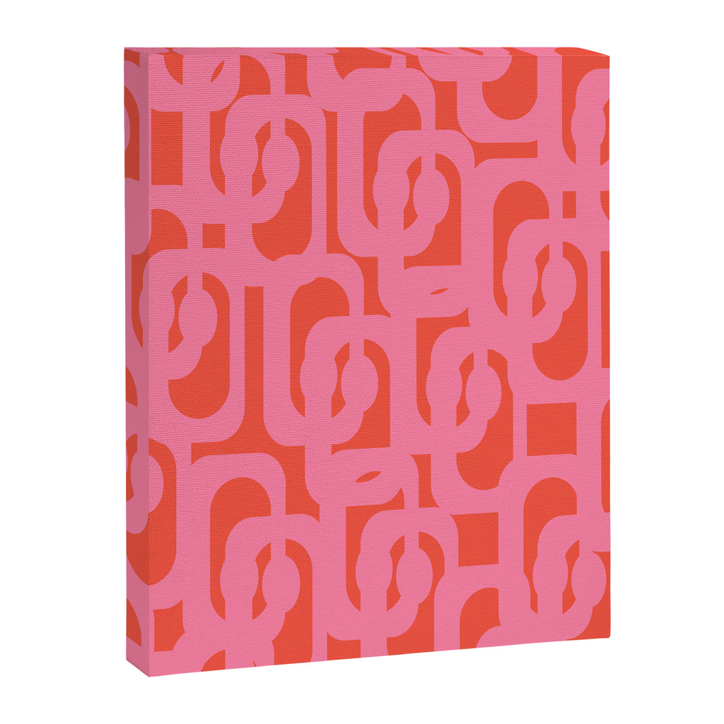 Contemporary Abstract Loop Pattern in Pink and Orange Red Canvas Print Gallery Image 8