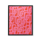 Contemporary Abstract Loop Pattern in Pink and Orange Red Framed Canvas Print Gallery Image 8
