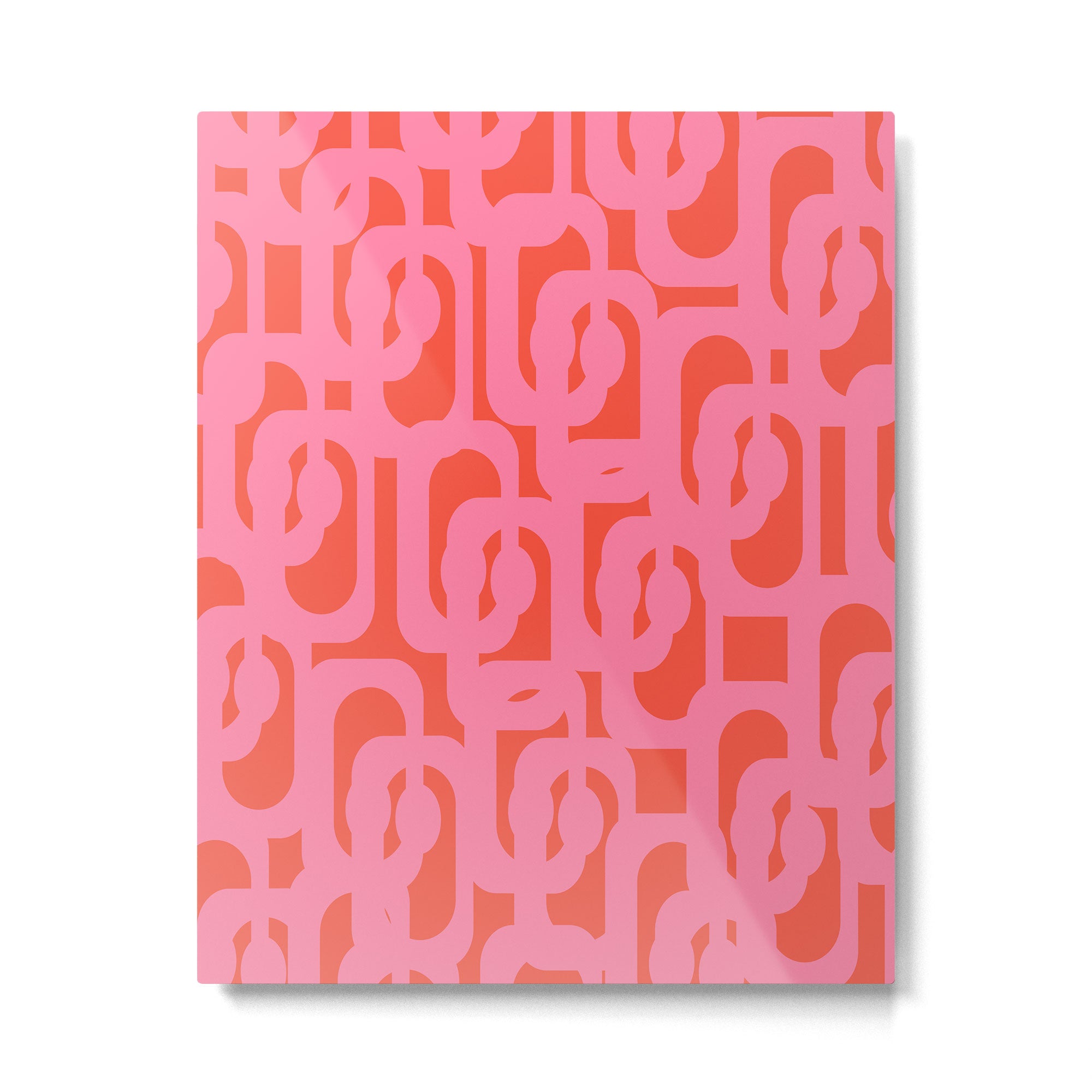 Contemporary Abstract Loop Pattern in Pink and Orange Red Metal Print Gallery Image 6