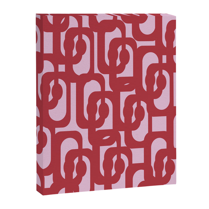 Contemporary Abstract Loop Pattern in Pink Hibiscus Canvas Print Gallery Image 1