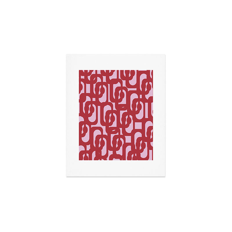 Contemporary Abstract Loop Pattern in Pink Hibiscus Art Print Gallery Image 1