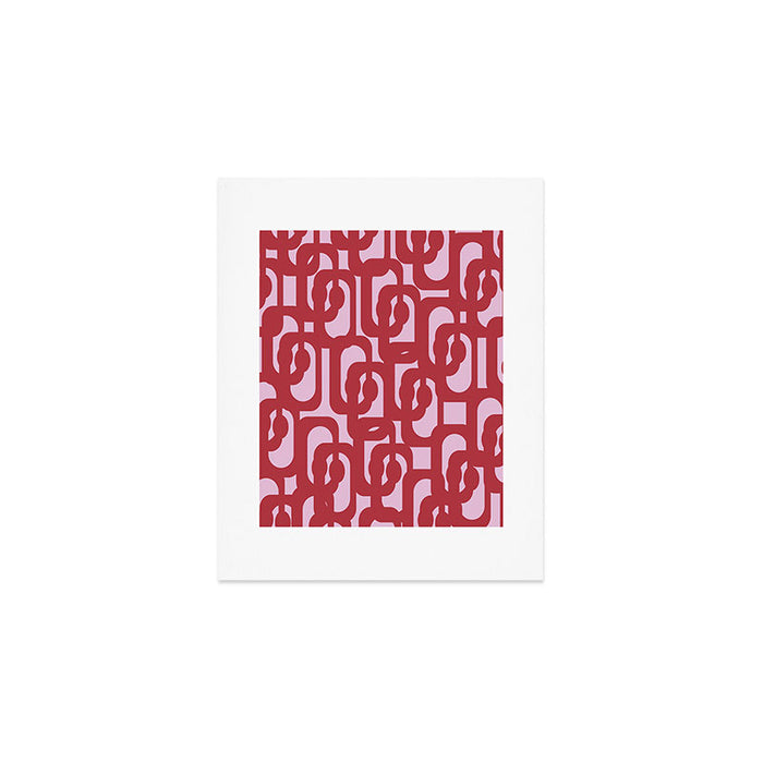 Contemporary Abstract Loop Pattern in Pink Hibiscus Art Print Gallery Image 1