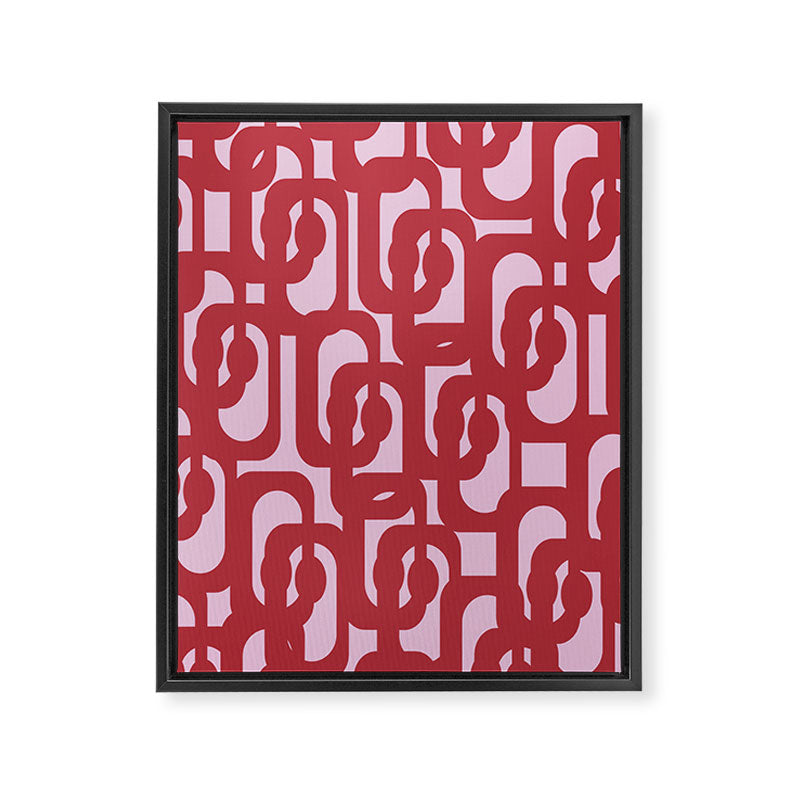 Contemporary Abstract Loop Pattern in Pink Hibiscus Framed Canvas Print Gallery Image 8