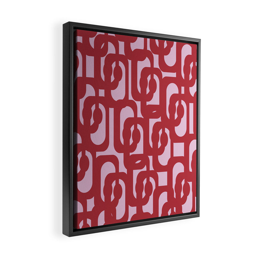 Contemporary Abstract Loop Pattern in Pink Hibiscus Framed Canvas Print Gallery Image 2