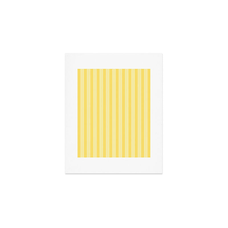 Contemporary Cottage Stripes Vertical Pattern in Yellow and White Art Print Gallery Image 1