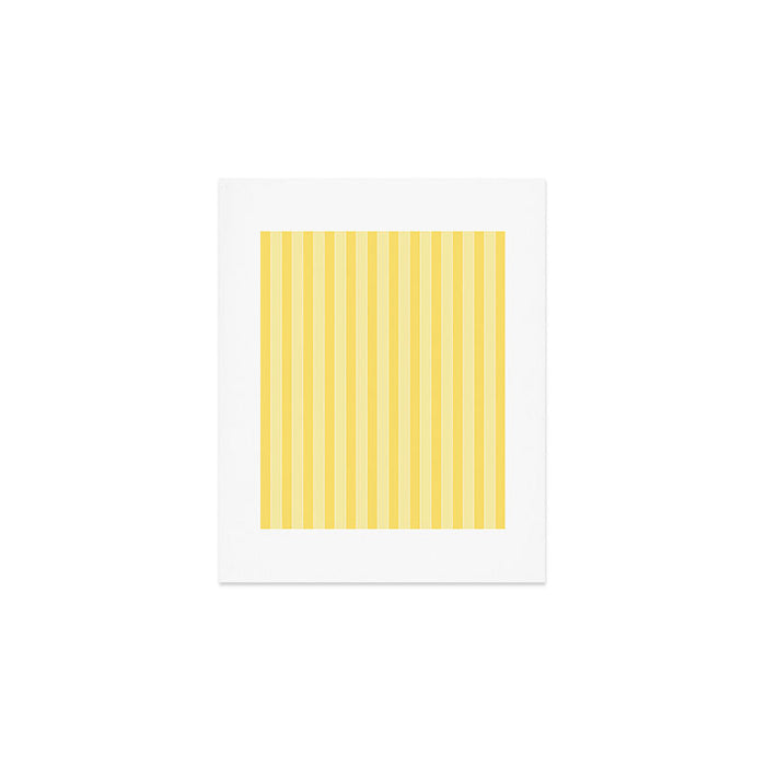 Contemporary Cottage Stripes Vertical Pattern in Yellow and White Art Print Gallery Image 1