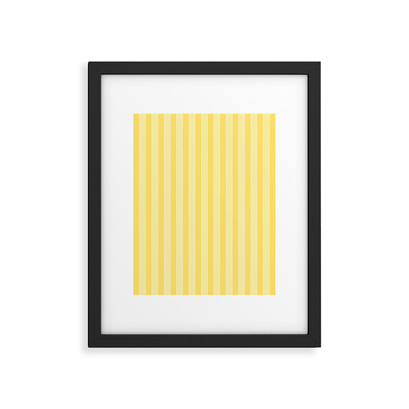 Contemporary Cottage Stripes Vertical Pattern in Yellow and White Framed Art Print Gallery Image 5