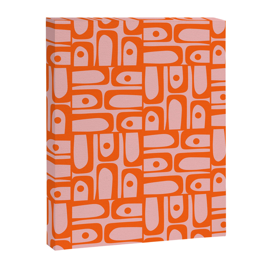 Contemporary Geometric Abstract Piquet Multi Pattern in Pop Orange and Pink Canvas Print Gallery Image 8