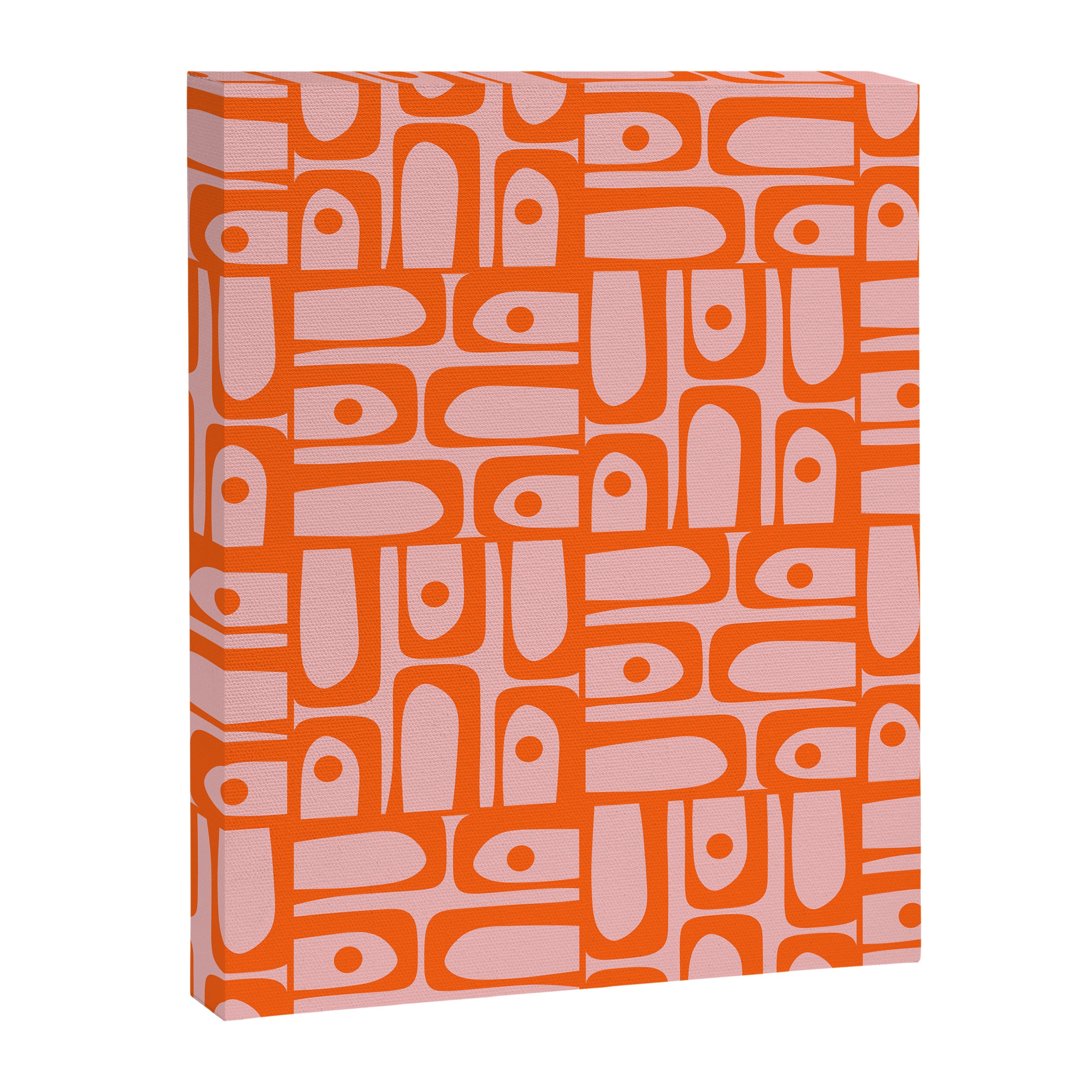 Contemporary Geometric Abstract Piquet Multi Pattern in Pop Orange and Pink Canvas Print Gallery Image 8