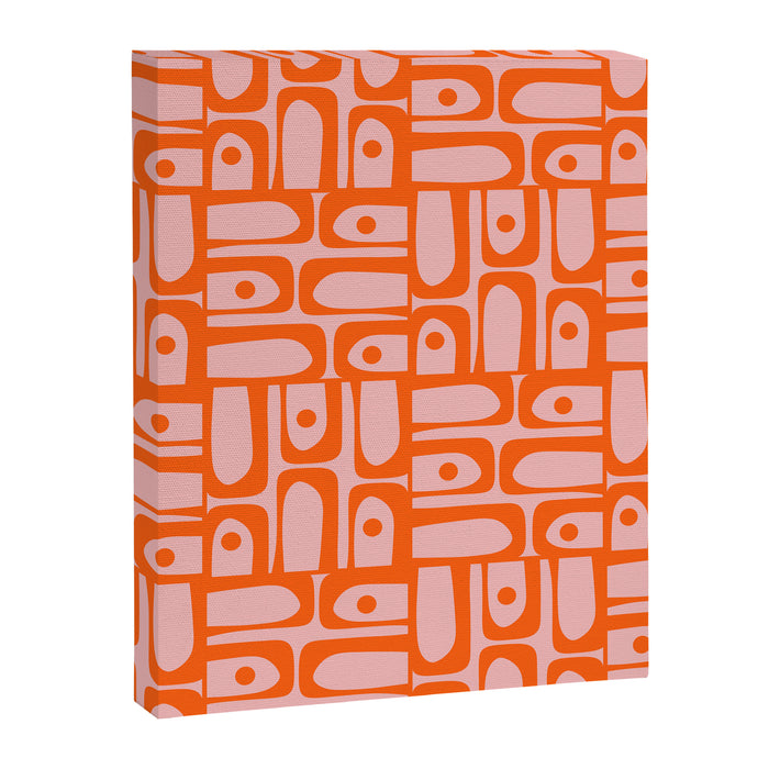 Contemporary Geometric Abstract Piquet Multi Pattern in Pop Orange and Pink Canvas Print Gallery Image 1