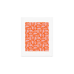 Contemporary Geometric Abstract Piquet Multi Pattern in Pop Orange and Pink Art Print Gallery Image 1