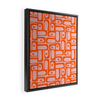 Contemporary Geometric Abstract Piquet Multi Pattern in Pop Orange and Pink Framed Canvas Print Gallery Image 2