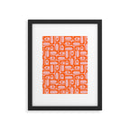 Contemporary Geometric Abstract Piquet Multi Pattern in Pop Orange and Pink Framed Art Print Gallery Image 6