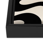 Contemporary Modern Abstract Soft Curves Pattern in Black and Almond Cream Framed Canvas Print Gallery Image 3