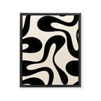 Contemporary Modern Abstract Soft Curves Pattern in Black and Almond Cream Framed Canvas Print Gallery Image 8