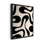 Contemporary Modern Abstract Soft Curves Pattern in Black and Almond Cream Framed Canvas Print Gallery Image 2