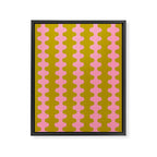 Contemporary Wavy Ogee A-Go-Go Vertical Stripes Chartreuse and Pink Pattern Framed Canvas Print Gallery Image 8
