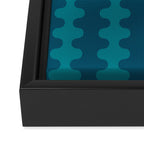 Contemporary Wavy Ogee A-Go-Go Vertical Stripes Pattern in Teal Framed Canvas Print Gallery Image 3