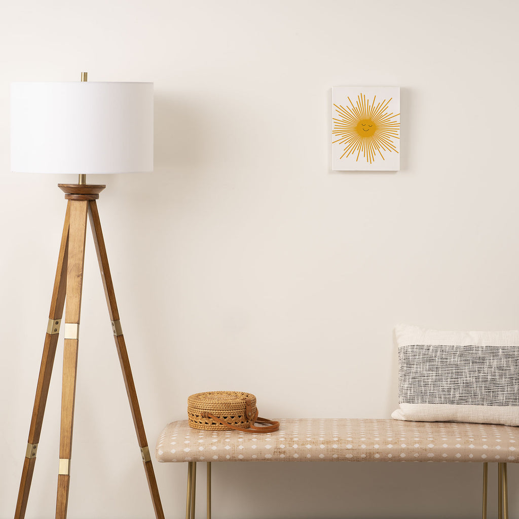 Contented Sun Cute Mustard Yellow Sunburst Canvas Print Gallery Image 2