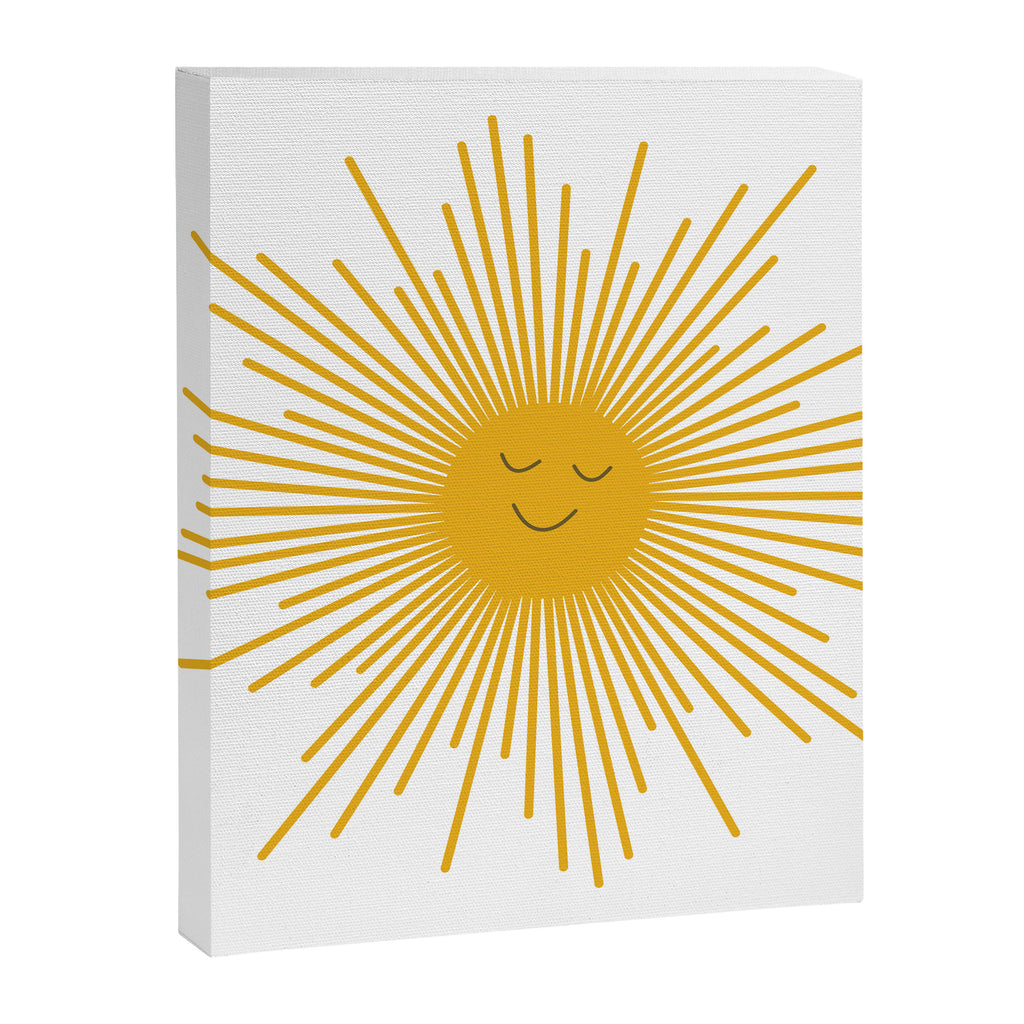 Contented Sun Cute Mustard Yellow Sunburst Canvas Print Gallery Image 8